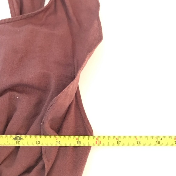 Free People | Erin Skater Linen Mini Dress Womens XS Brown Ruffle Open Back - Picture 7 of 10